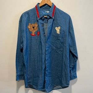 Dog Novelty chambray oversized button down teacher shirt